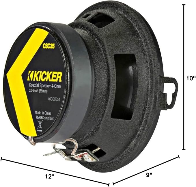 KICKER 46CSC354 CS-Series CSC35 3.5-Inch (89mm) Coaxial Speakers, 4-Ohm (Pair)