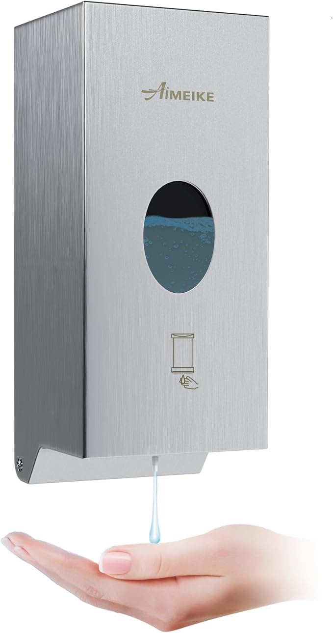 Automatic Touchless 304 Stainless Steel Wall Mounted Soap Dispenser, 800ml (27 fl oz) Commercial Battery Operated Hands-Free for Restaurant, School, Office & Public Restrooms