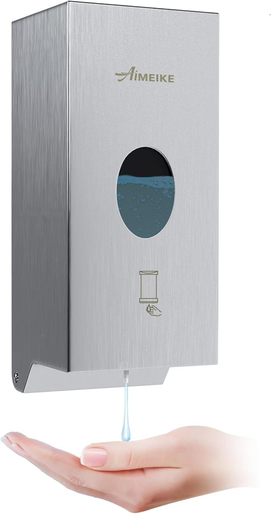 Automatic Touchless 304 Stainless Steel Wall Mounted Soap Dispenser, 800ml (27 fl oz) Commercial Battery Operated Hands-Free for Restaurant, School, Office & Public Restrooms