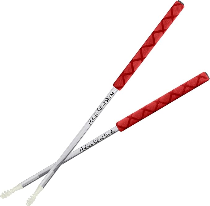 Adoro Silent Sticks - Quiet Drum Sticks - Drumsticks for Acoustic Music - Quiet Sticks with Full Sound (No Sound Insulation Wall, Drum Pad or Sound Shielding for Drums Anymore) (Red)