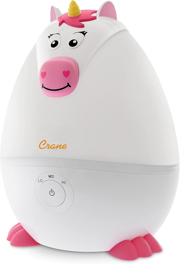 Crane Adorables Ultrasonic Mini Humidifiers for Bedroom and Baby Nursery, Half Gallon Cool Mist Air Humidifier for Large Room or Kid's Room, Humidifier Filters Optional, Unicorn | 0.5 Gallon, Cool Mist, For Bedroom and Baby Nursery