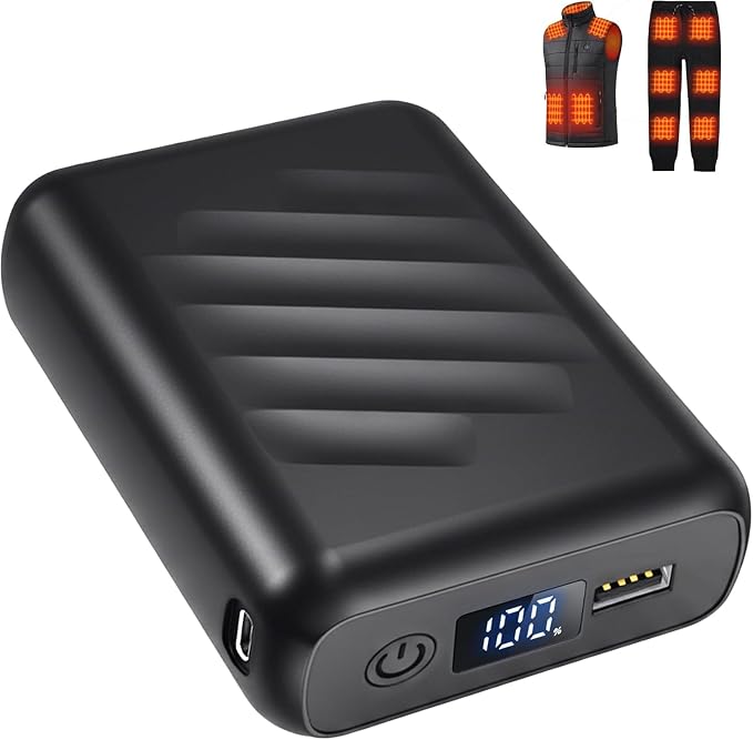 7.4V/5V 3A 20000mAh Heated Vest Battery Pack for Ororo Soleilwear TIDEWE, Portable Power Bank with LED Display (NOT for DC 12V)