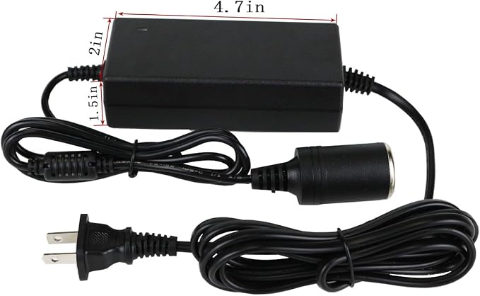 12V 5A Car Power Adapter ，Power Adaptor Plugs into Outlets，Power Supply Adaptor for Coleman Thermoelectric Hot/Cold Cooler，for Camping Home Office Dorm or Vehicle Use，with Male to Male Extension Cord
