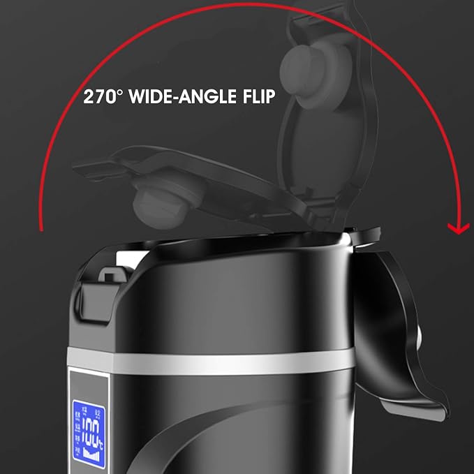 Akozon Smart Temperature Control Travel Coffee Mug 450ml 12-24V Electric Heated Travel Mug Stainless Steel Car Cup 0-100℃ Adjustable,20-25 MIN Quick Heating