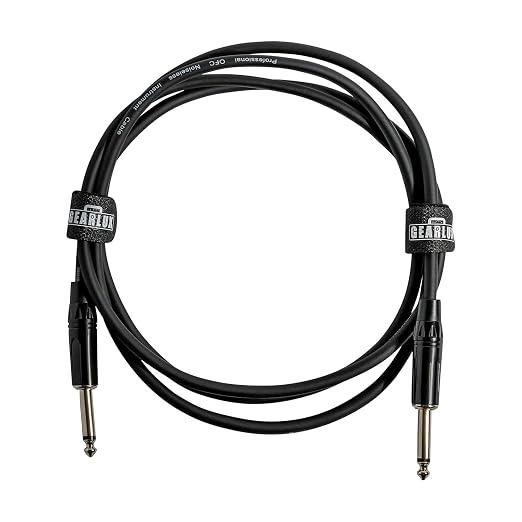 Gearlux Instrument Cable/Guitar Cable, 1/4 Inch, Straight to Straight, Black, 6 Feet - 10 Pack