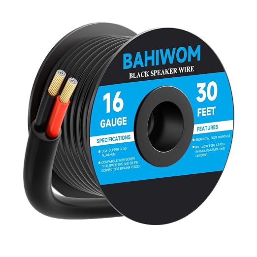 16 Gauge Speaker Wire 30 Feet CL3 Related CCA Black Cable with 2 Conductors for Outdoor Direct Burial Backyard Garden Home Car in-Wall Speaker