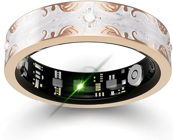 Smart Ring for Women Gift, Fitness & Vital Signs Monitoring, Sleep Tracker/Remote Photography/No Subscription(White,9#)