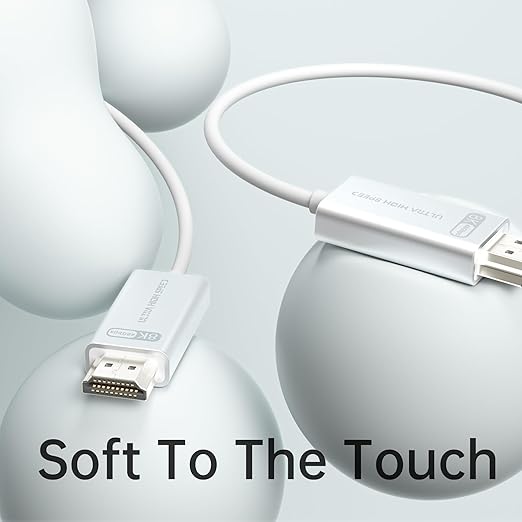 10K 8K Fiber Optic HDMI 2.1 Cable 6.6ft, HDMI Cable White Super Flexible 48Gbps, 8K60Hz & 4K120Hz, Support eARC, Dolby, HDCP 2.2&2.3, HDR 10, Compatible with Blu-ray Roku LG PS5 PS4 Xbox RTX