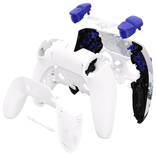 eXtremeRate Full Set Shell with Buttons Touchpad Cover Compatible with ps5 Edge Controller, The Great Wave Replacement Decorative Trim Shell Front Back Plates Compatible with ps5 Edge Controller