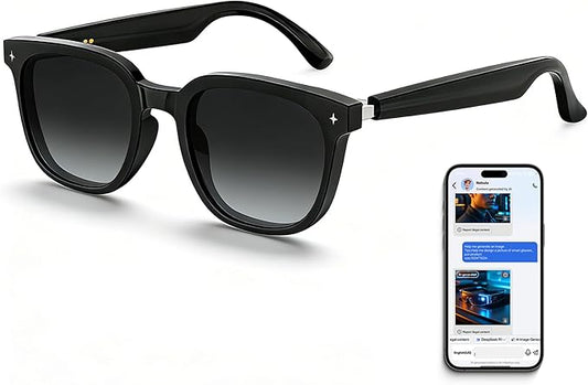 2026 AI Smart Glasses with Bluetooth,Open-Ear Audio Bluetooth Glasses for Men,Real-Time Translation 130+ Languages,AI Meeting Assistant,Gesture Control,9H Battery,35g Lightweight,Daily&Business Use