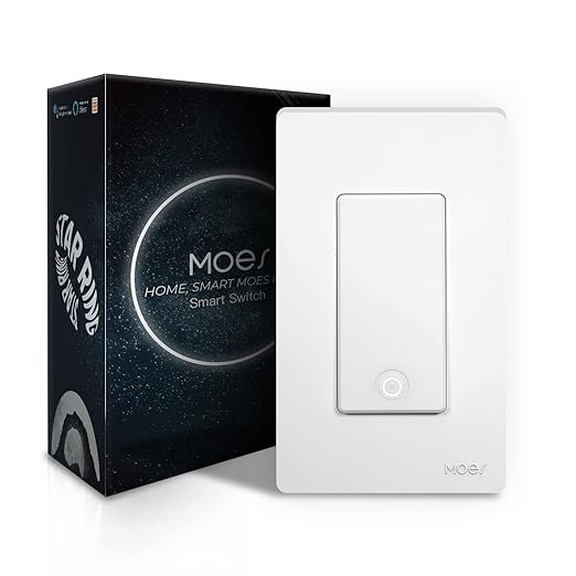 MoesGo 2nd Generation WiFi Smart Light Switch, Smart Wall Switch 2.4GHz WiFi, Neutral Wire Required, Smart Life APP Remote Control, Compatible with Alexa/Google Home, No hub Required White 1 Gang