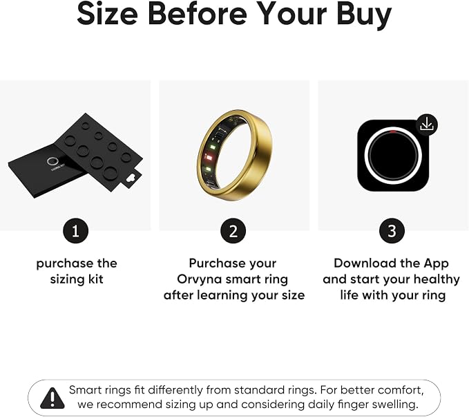 Smart Ring, Titanium Health & Fitness Tracker with Sleep, Heart Rate & SPO₂ Monitoring, Ultra-Light, 4–6 Day Battery, No Subscription, for Women & Men (Gold 7)
