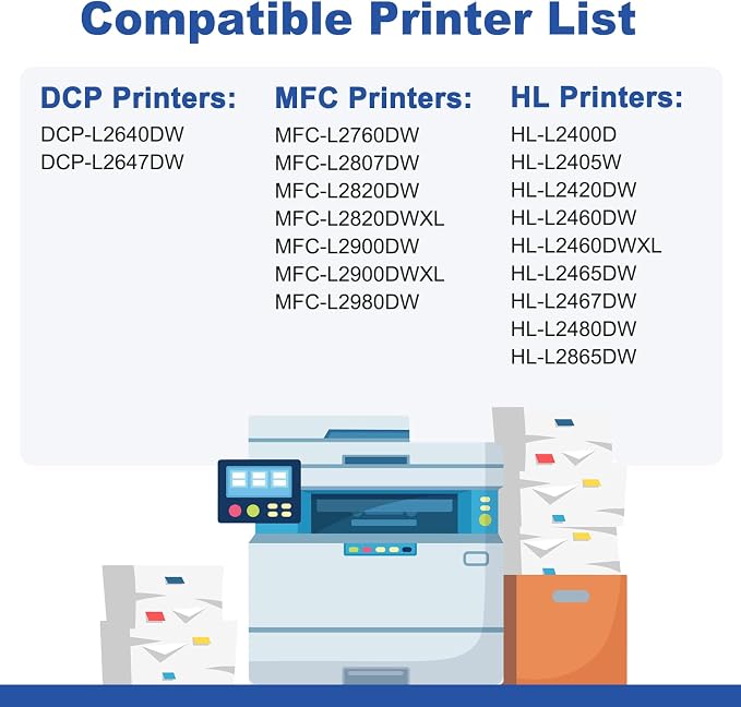 TN830XL Black Toner Cartridge Ink for HL-L2460DW Printer Replacement for Brother TN830 XL TN830 TN-830 Toner Set for DCP-L2640DW HL-L2460DWXL HL-L2405W MFC-L2820DW MFC-L2820DWXL, 2PK (with Chip)