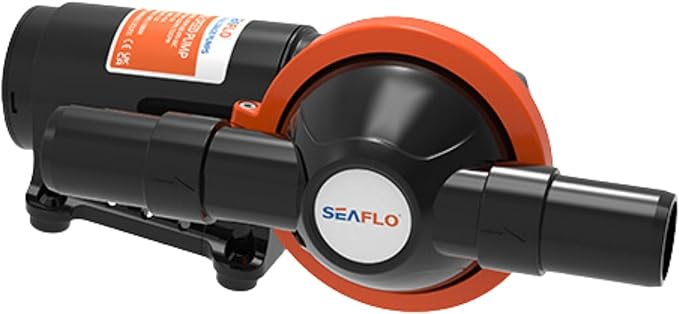 SEAFLO 12V Diaphragm 5.0 GPM Waste Pump – 360-Degree Rotating Head, 4-Year Warranty for Marine, RV, Camper, Boat