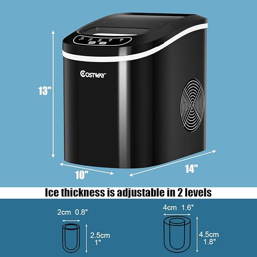 Byroce Portable Countertop Ice Maker, Electric Ice Maker with Easy Operated Panel, Ice Cubes Ready in 6 Mins, 26LBS/24 Hours, Quiet Running and Energy Efficient, Countertop Ice Making Machine