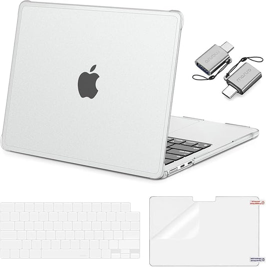 MOSISO Compatible with MacBook Air 13 inch Case M5 M4 M3 M2 2026-2022 A3449 A3240 A3113 A2681,Protective Hard Case&Keyboard Skin&Screen Film&Type C with TPU Bumper for MacBook Air 13.6, Matte Clear