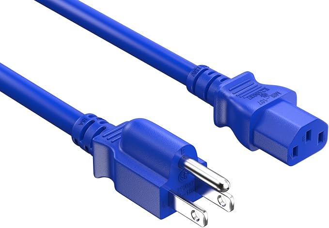 Cable Leader 6ft 14AWG Computer Power Cord, NEMA 5-15P to IEC C13 AC Power Cable, Heavy Duty 3-Prong Replacement Power Cord for PC, Monitor, Printer, Server & TV - Blue