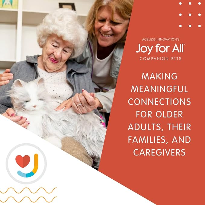 JOY FOR ALL Ageless Innovation Companion Pets | Silver Cat with White Mitts | Lifelike & Realistic | Comfort, Joy & Companionship