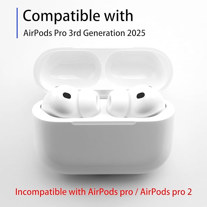 Replacement Memory Foam Ear Tips for AirPods Pro 3 Silicone Shield, Ultimate Comfort, 3 Pairs (White, Medium)