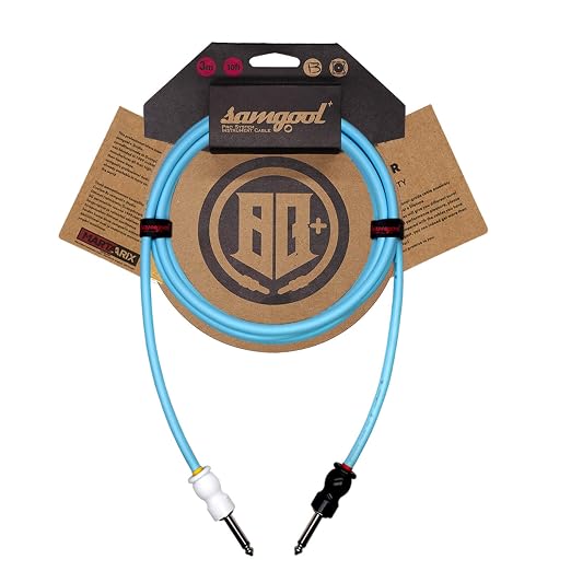 10ft Guitar Cable, 1/4 Inch Straight/Straight Instrument Cable, Electric Cord Guitar Amp Cord for Bass Amp and Instruments (AG+ Powder Blue)