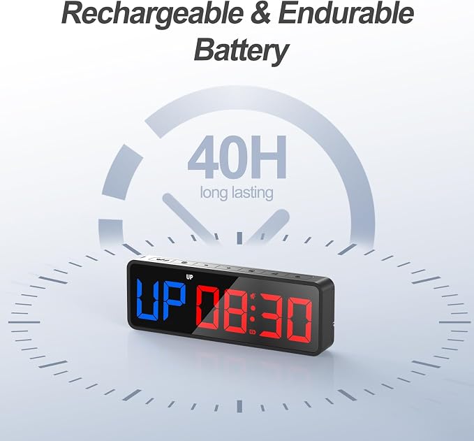 ANJANK Small Portable Gym Timer Clock, Strong Magnet, Workout Interval Timer with Powerful Battery, Stopwatch, Remote Control, Adjustable Brightness, Fitness Digital Timer for Home/Garage/Boxing