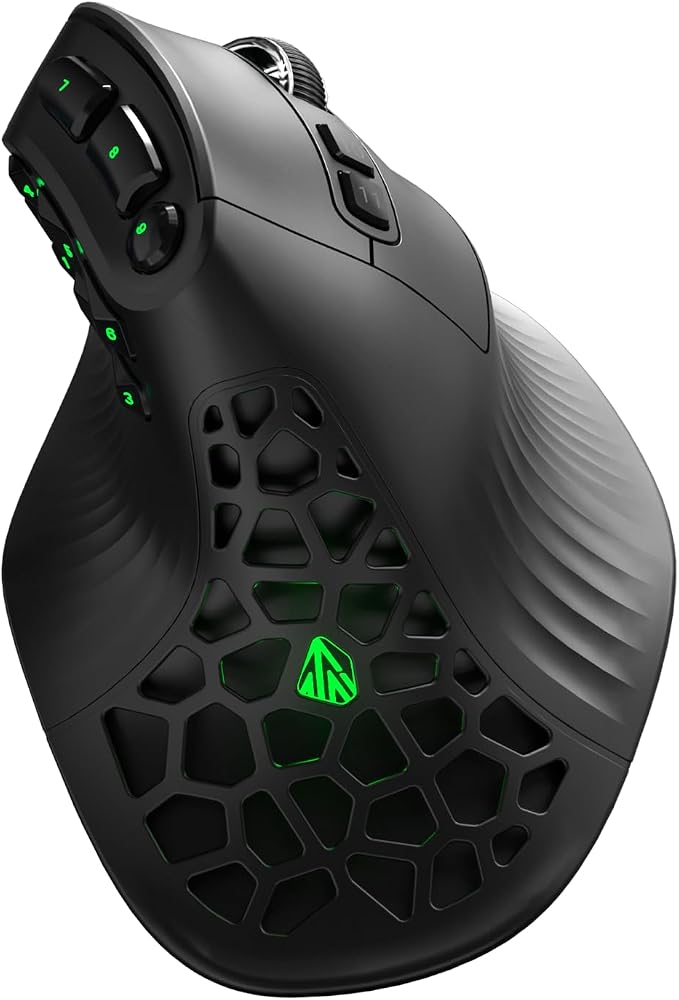 SOLAKAKA E9 Vertical MMO Gaming Mouse,24800 DPI,Tri-Mode Ergonomic Wireless Mouse with 10 Side Buttons,RGB Mouse for PC/Mac Black