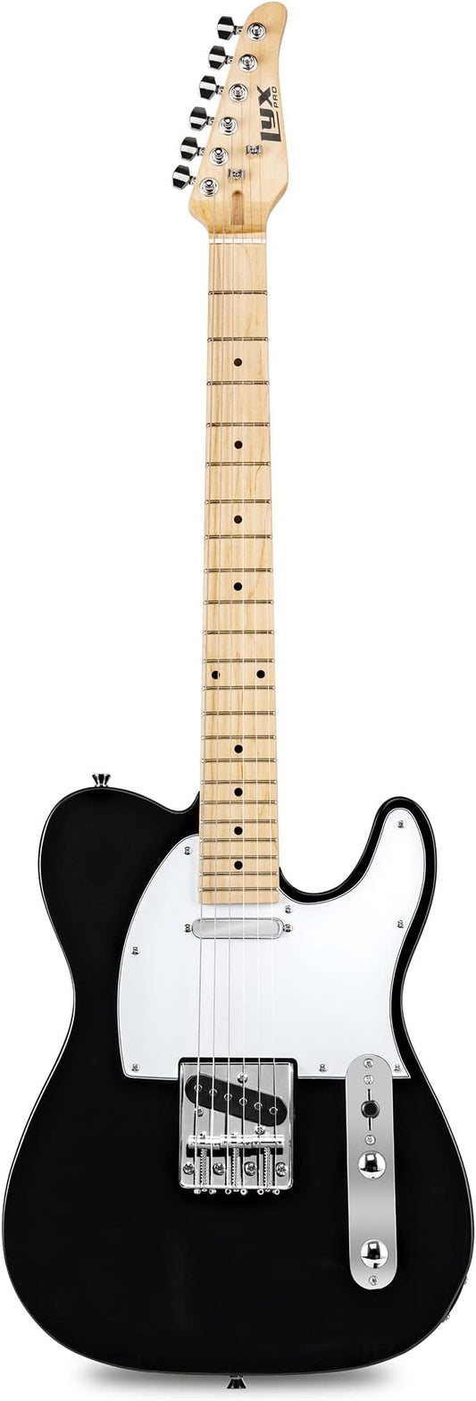 LyxPro 39” Electric Guitar TL Series, Full-Size Paulownia Wood Body, 3-Ply Pickguard, C-Shape Neck, Ashtray Bridge, Quality Gear Tuners, 3-Way Switch & Volume/Tone Controls, 2 Picks Included, Black