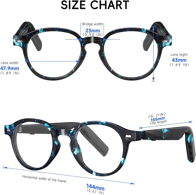 GetD AI Glasses for Men & Women - Blue Tortoiseshell Smart Glasses with 145-Language Translation, Blue Light Blocking, Polarized & Photochromic Lenses,11-Hour Music Play for Travel and Daily Use