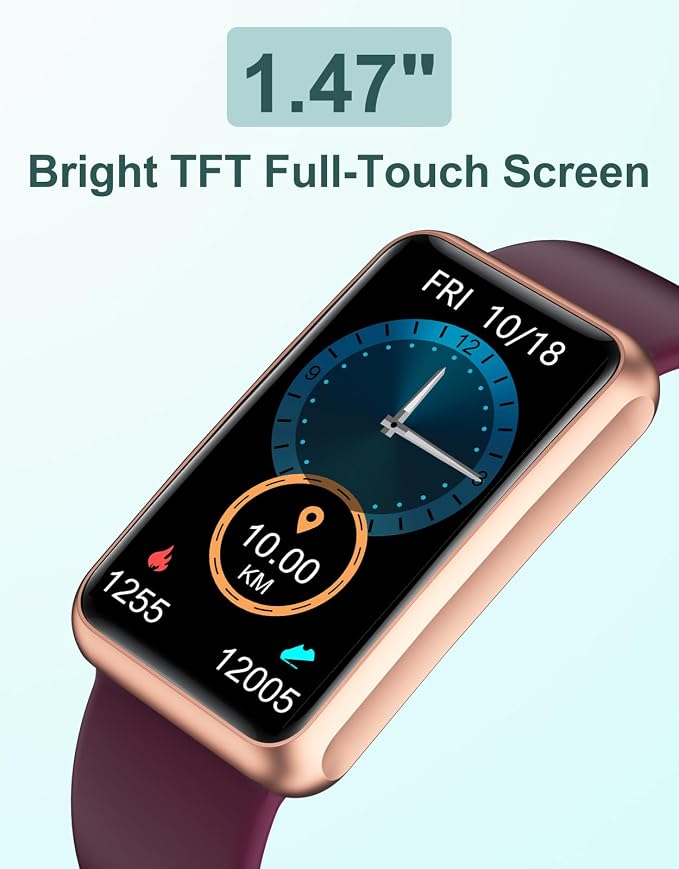 HUAKUA Fitness Tracker No Bluetooth No APP No Phone Needed, Fitness Watch for Men Women Parents IP68 Waterproof with Full Touch Screen Steps Calories Counter Sleep Tracker Alarm Clocks (Purple)