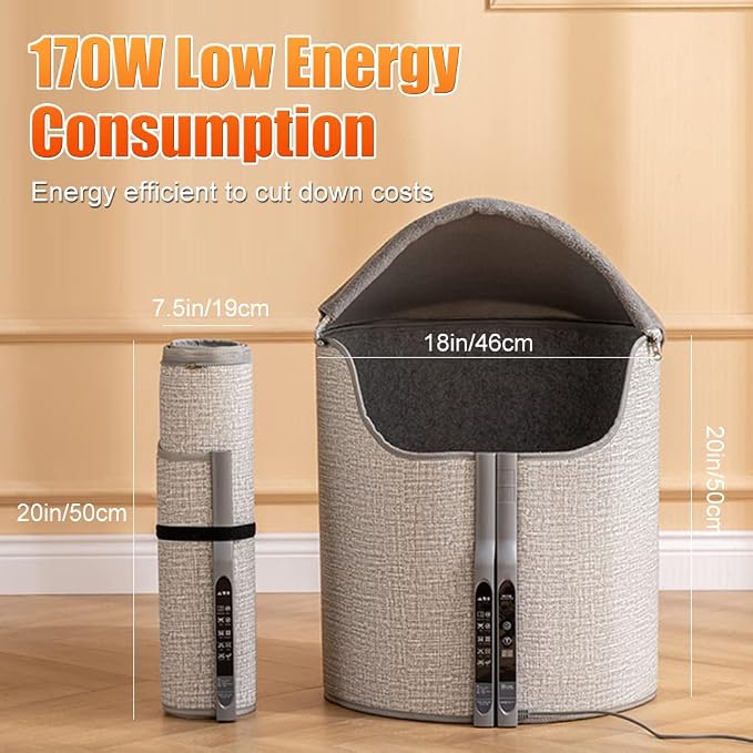 WOOLALA Electric Foot Warmer Under Desk for Office, Foldable Space Heater for Legs and Feet, Ultra Quiet Heated Foot Warmer with Top Blanket, Adjustable Temperature & Timer, Energy Efficient Design