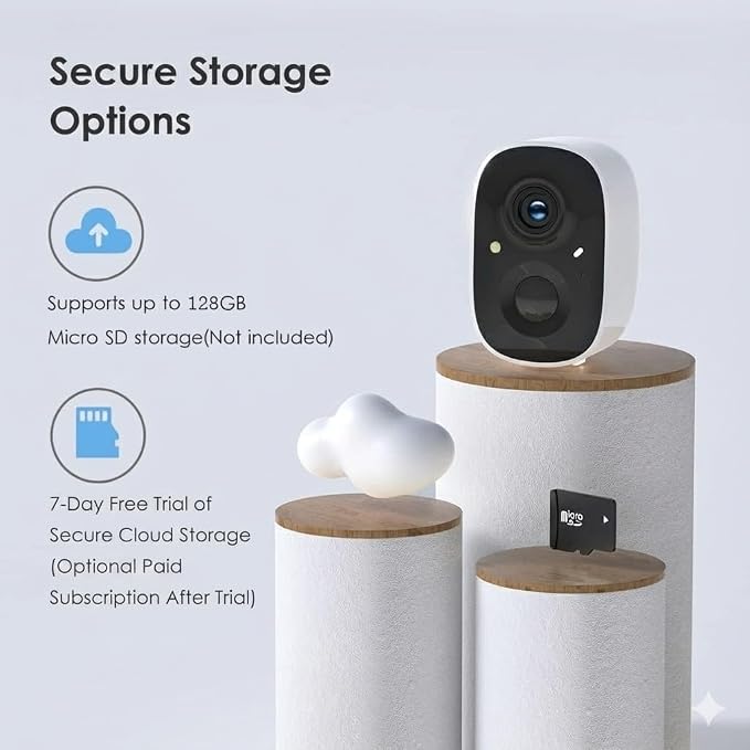 GMK Security Camera Wireless Outdoor, 2K Color Night Vision AI Motion Detection 2-Way Talk Battery Powered WiFi Home Indoor Camera IP65 Weatherproof Webcams Spotlight Siren Alarm Cloud/SD Storage