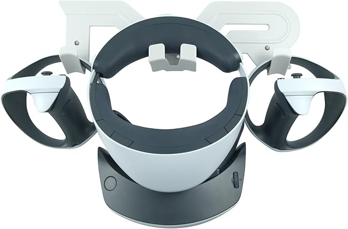 VR Headset and Controller Wall Mount Storage Stand Hook Compatible for Meta Quest 3 / Quest 2 / Pro / 1, PSVR 2, Pico 4, Rift S, Hp Reverb G2, HTC Vive, Valve Index, PS VR (White)