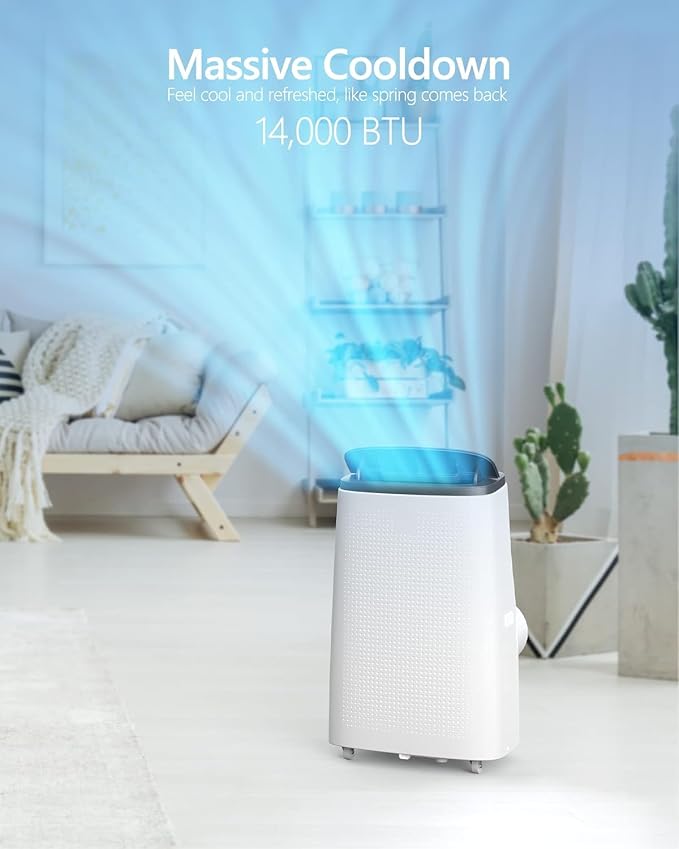 GarveeTech 14000 Btu Portable Air Conditioner, Best Portable Room Air Conditioner, 3 in-1 Ac w/Dehumidifier, Fan & Sleep Mode, Remote Control,24 Hrs Timer,Led Display,Window Kit,Cools Up to 750 Sq. Ft
