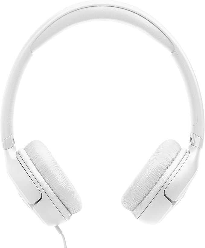 JBL Tune 530 - Wired on-Ear Headphones with a 3.5mm aux Jack and JBL Pure Bass Sound, Tangle-Free Flat Cable, Hands-Free Calls, Lightweight, Comfortable, and Foldable (White)