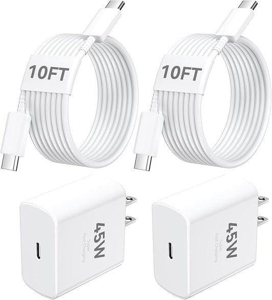 iPhone 17 16 15 Charger Fast Charging PD 45W, 10 FT USB C Cable iPhone 17/16/15 Pro max Charging Long Cord with Apple Charger Block for iPhone 17 Pro Max/17 Pro/17 Air/iPhone 16 15 Series, iPad, 2Pack