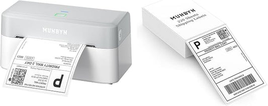 MUNBYN RW403B Bluetooth Shipping Label Printer+4"x6" Direct Thermal Shipping Labels