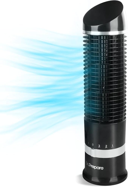 DR.PREPARE Oscillating Tower Fan, Desk Table Fan with 3 Speeds, Quiet Cooling, 60° Oscillation, 16 Inch Personal Small Bladeless for Bedroom Home Office Desktop