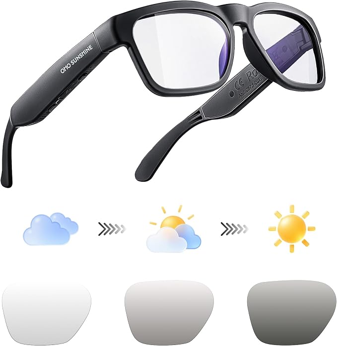 OhO sunshine Bluetooth Audio Sunglasses, Lightweight Open Ear Sport Glasses, 10H Playtime, UV400 ANSI Z87.1, Water Resistant with Voice Control