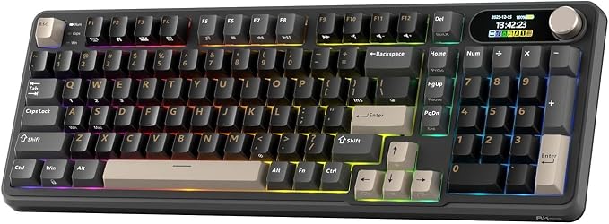 RK ROYAL KLUDGE S98 Mechanical Keyboard w/Smart Display & Knob, Top Mount 96% RGB Wireless Gaming Keyboard BT/2.4G/USB-C, Hot Swappable, Software Support, Creamy Sound, 98 Keys