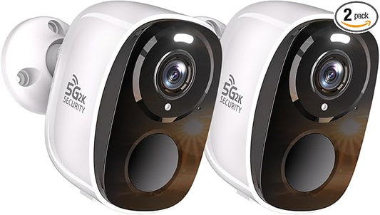 2pcs 5G/2.4G WiFi Security Cameras Wireless Outdoor,2K Home Indoor Camera with AI Detection, Siren,Wireless Cameras for Home Security with Color Night Vision, 2-Way Talk, IP65, Works/Alexa, Cloud/SD
