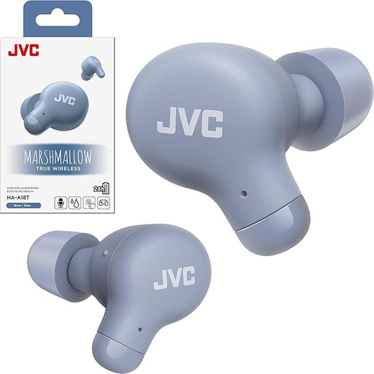 JVC Marshmallow True Wireless Bluetooth 5.3 Earbuds – 28H Battery, Memory Foam Earpieces for All-Day Comfort, IPX4 Water Resistant, Mic, Compact Case, for iPhone & Android