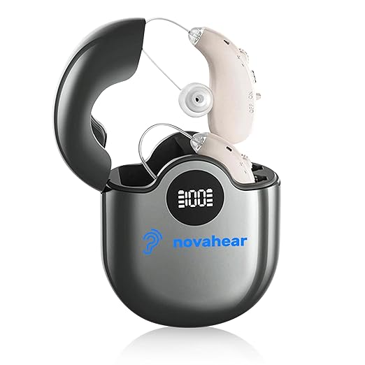 NOVAHEAR Rechargeable OTC Hearing Aids for Seniors - Behind-The-Ear BTE Hearing Amplifiers - 25H Battery Life - Digital Noise Reduction Hearing Devices for Adults