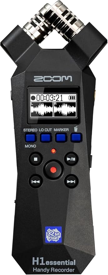 Zoom H1essential 2-Track 32-Bit Float Portable Audio Recorder Bundle with WSH-1E Hairy Windscreen