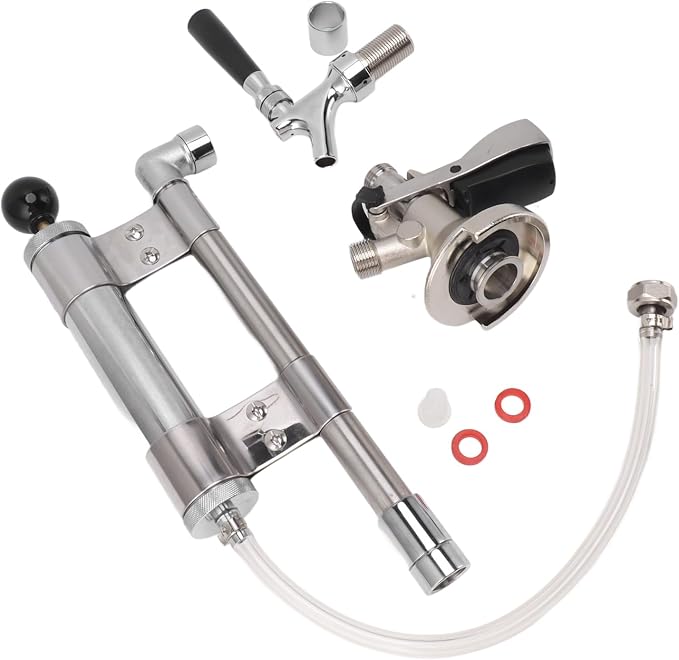 Beer Dispenser, 8 Inch Stainless Steel Hand Pump Leakproof Portable Design, Beer Keg Tap Draft Dispenser, for Indoor Outdoor Camping Picnic Parties