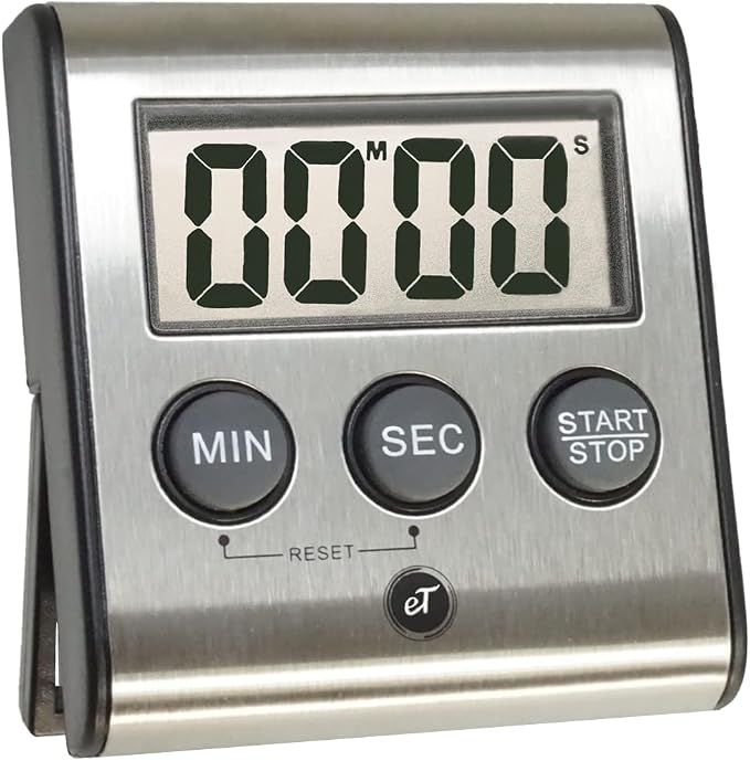 Elegant Digital Kitchen Timers 2 Pack Bundle Featuring Stainless Steel Models eT-23 and Model eT-27, Auto Shutoff Auto Memory