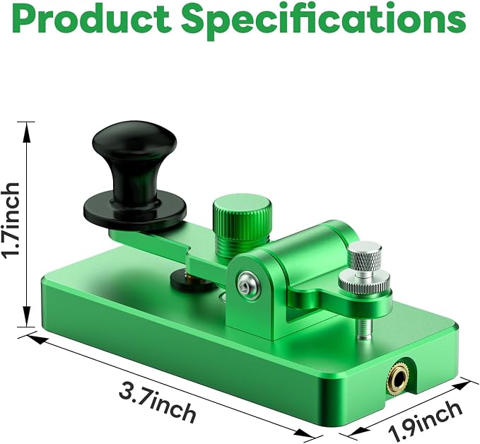 Putikeeg Classical Morse Mini Code Key Morse Code Paddle Key Aluminum Alloy Mini-Key Morse CW Portable Key Morse Practice Key Green