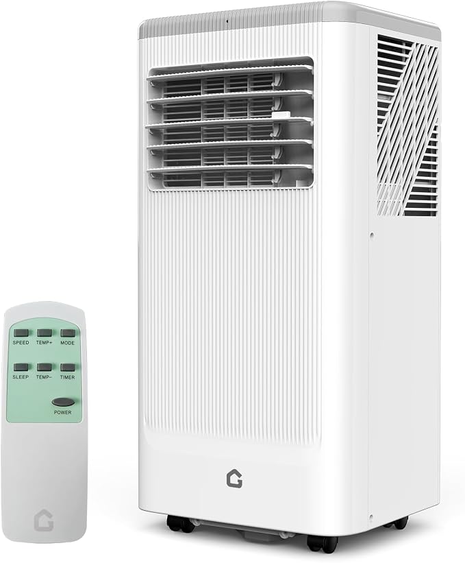 GarveeTech 8000 BTUs Portable Air Conditioners, Room Air Conditioner with Remote Control, 3 in-1 Stand Up AC Cooling, Built In Dehumidifier & Fan Modes, 24H Timer & Window Kit for Home Dorms