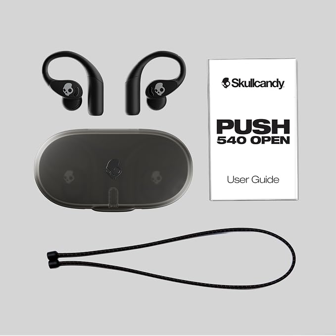 Skullcandy Push 540 Open Wireless Open-Ear Bluetooth Earbuds, Headphones, Sweat and Water Resistant, 42 Hours Battery, Detachable Neckband, Secure Fit, Microphone for iPhone Android - Bone