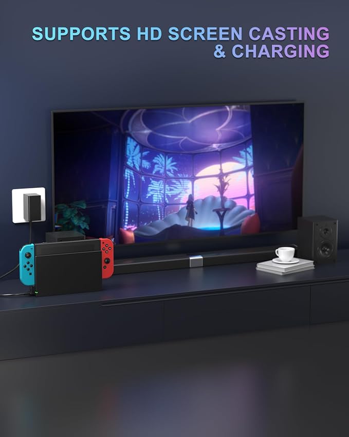 Dock Station for Switch/Switch OLED, Replacement 3-in-1 TV Dock Set with Original IC Module, AC Charger & High-Speed HDMI Cable for 1080P HD Output & Console Charging（Not Compatible with Switch 2）