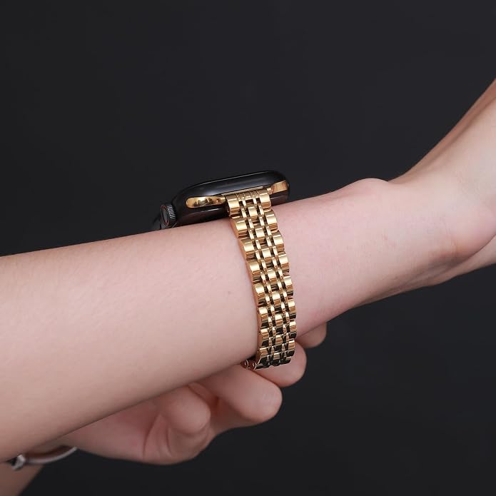 Slim Metal Band Compatible with Apple Watch Bands for Women, Series 11/10/9/8/7/6/5/4/3/2/1/SE, 46/42mm (S11/10), 45/44/42mm, 41/40/38mm Stainless Steel Bracelet